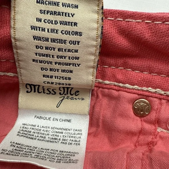 Miss Me Jeans Copped Womens Size 27 Color Melon JE5794C2 Flap Pockets Luxery - Picture 7 of 13